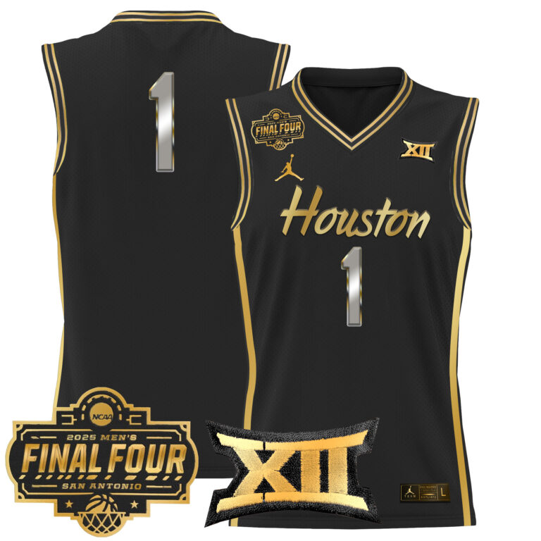 Men Houston Cougars #1 black 2025 Final Four Patch NCAA Jersey style 2->more ncaa teams->NCAA Jersey